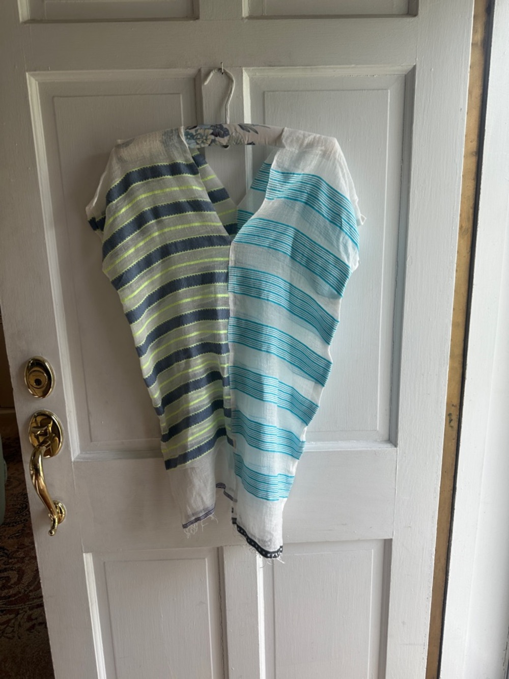 Lemlem Striped Cotton Swim Coverup in Turquoise, Navy & Lime